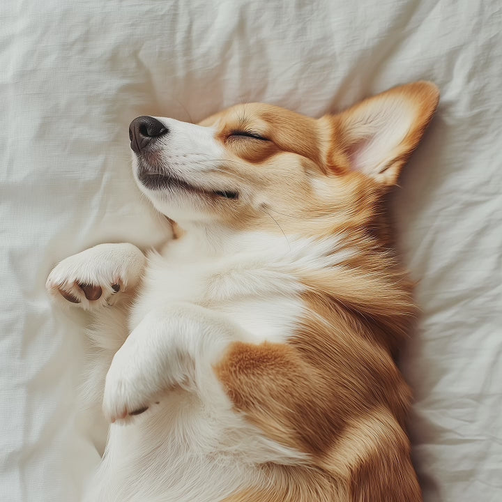 convert a photo of a corgi to video. In the photo the corgi is sleeping on the bed. In the video the corgi wakes up and sticks out its tongue at the camera. This image-to-video service can be used to transform photos of deceased pets into videos.